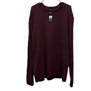 Express Cable Knit Sweater NEW XXL - burgundy cotton